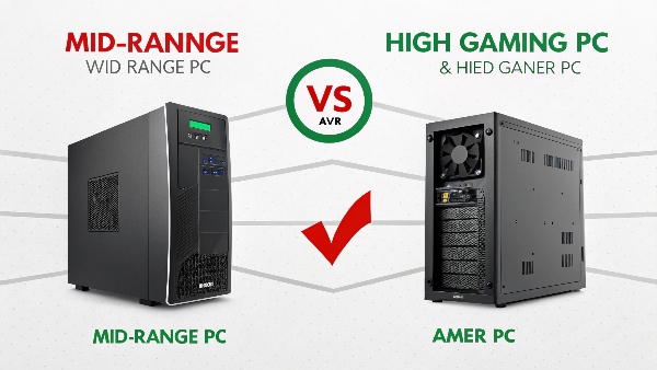 A 1000VA UPS with a checkmark next to a mid-range gaming PC, and a question mark next to a high-end one