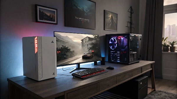 A gaming PC setup, implying a moderate to high power draw