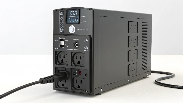 A single UPS unit with power cord and outlets
