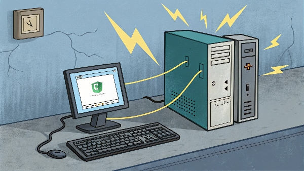 Battery icon providing power to computer