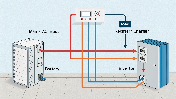 Diagram showing UPS internal power flow switchover