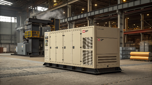 Rugged-looking industrial UPS unit in a factory setting