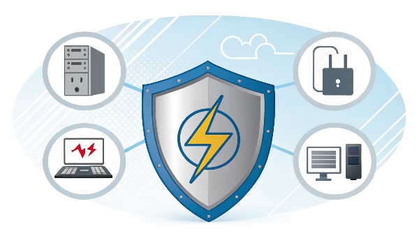 Shield icon protecting devices from power outage symbol