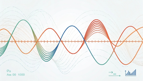 Smooth, continuous power wave graphic transforming into a stable wave after passing through a UPS