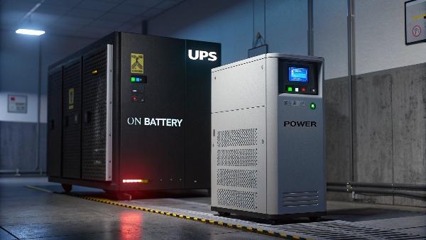 UPS unit in action during a simulated power outage