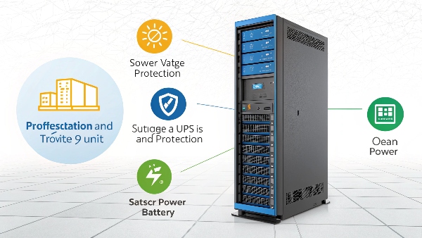 UPS unit with multiple protection features highlighted