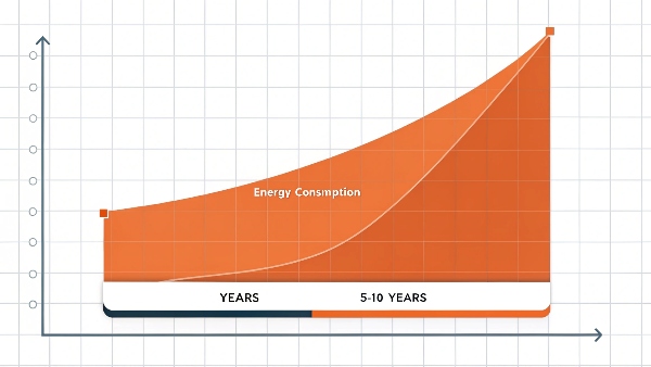 A graph showing a steep upward curve representing data center energy consumption growth over recent years.