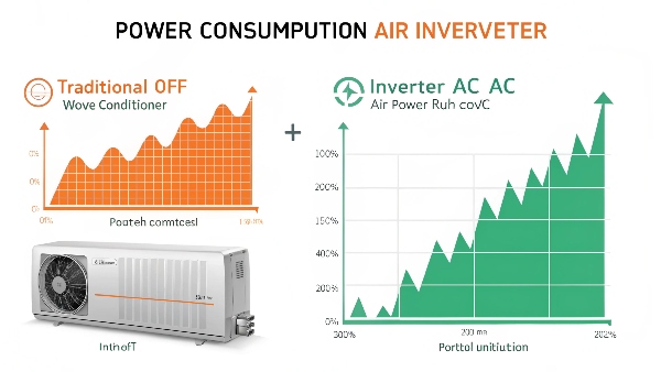A graph showing the smooth, modulated power consumption of an inverter AC versus the on/off cycling of a traditional AC