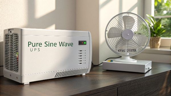 A pure sine wave UPS stably powering a household fan.