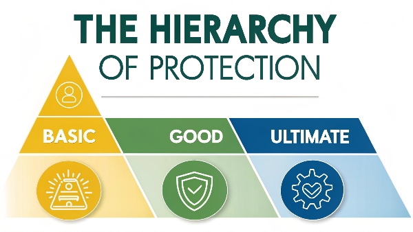 A simple chart showing the three levels of UPS protection, from basic to ultimate