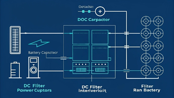 A simplified schematic diagram of an Online UPS, with the DC filter capacitors highlighted between the rectifier and inverter stages