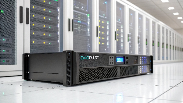 A sleek, rack-mounted Lithium-Ion UPS in a modern data center