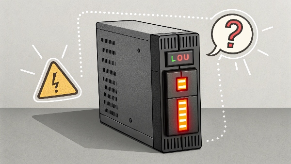 A UPS unit with a flashing 