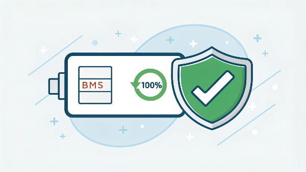 An icon of a battery at 100% with a green checkmark and a protective shield around it