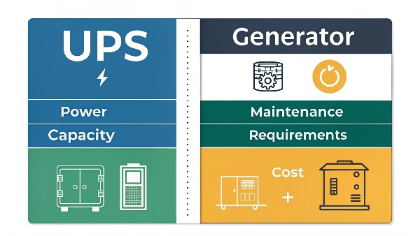 Comparison graphic: UPS vs. Generator features side-by-side