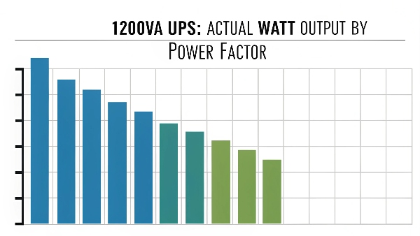 Graph or chart showing different Watt outputs for a 1200VA UPS based on varying output power factors like 0.7, 0.8, 0.9, 1.0