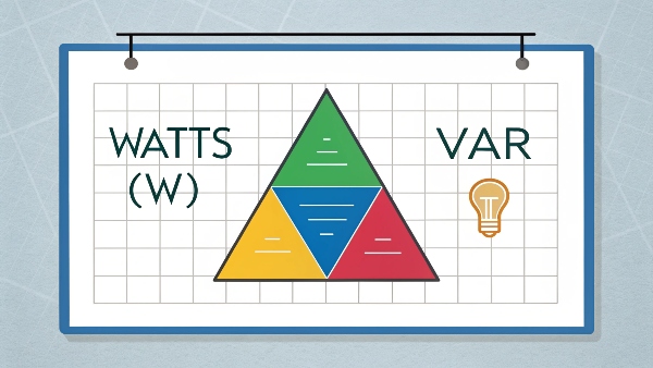 Image showing a diagram explaining power factor with Watts, VA, and a power triangle