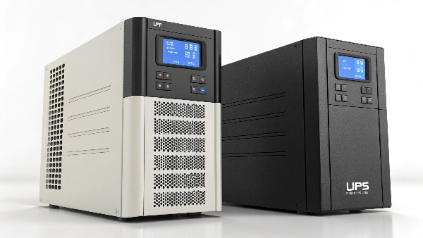 Image showing a sleek, modern lithium-ion UPS next to an old, bulky lead-acid UPS