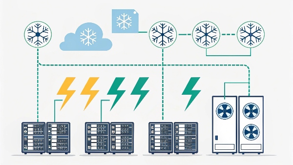 Infographic showing layers of redundancy in a data center: multiple power feeds, UPS, generators, cooling units