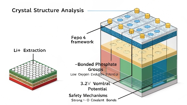 Diagram of LiFePO4 battery structure and chemistry