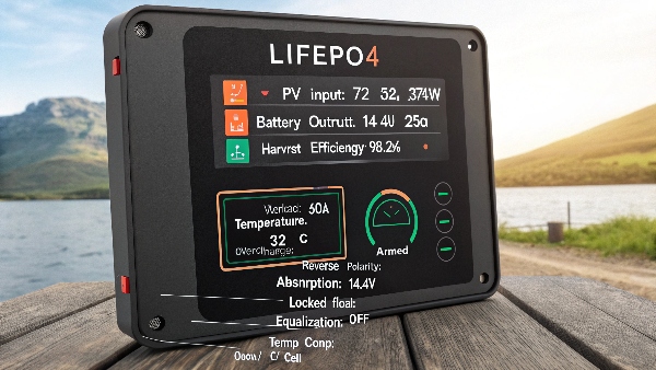 MPPT controller with LiFePO4 setting display