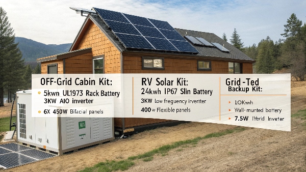 Showcase of different solar kit configurations