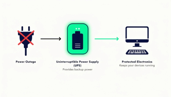 An icon of a battery with a lightning bolt, connected to a computer, illustrating the backup function