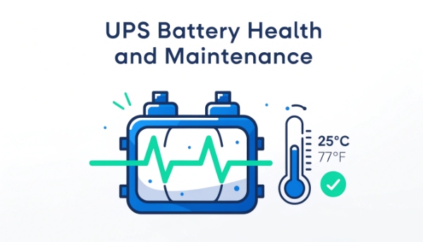 An icon of a battery with a heart monitor line, next to a thermometer showing a cool temperature